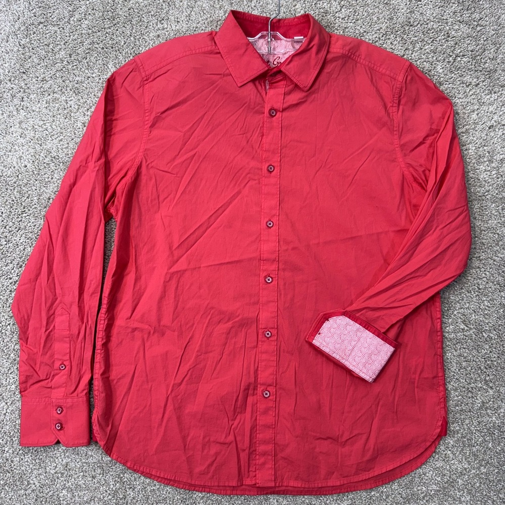 Robert Graham Shirt Mens L Classic Fit Red Contrast Flip Cuff Button Down EUC